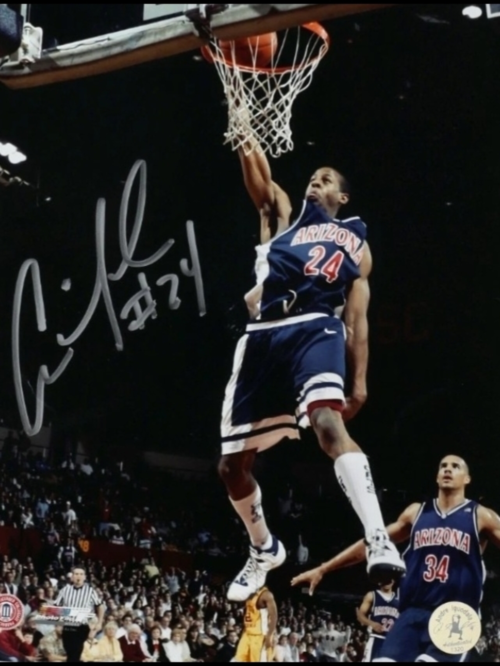 Andre Iguodala Auto Arizona Wildcats #24 Signed Basketball Photo - Navy & White